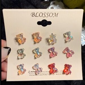 Blossom Iridescent Teddy Bear Earrings